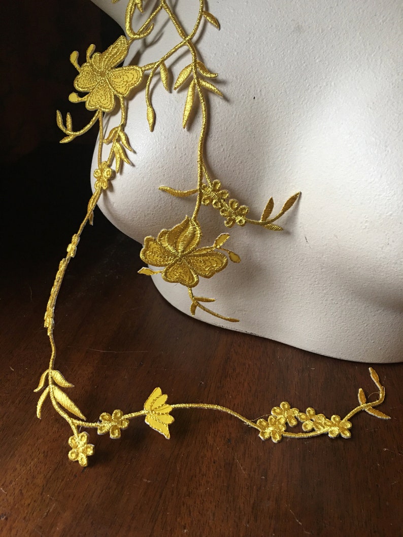 NEW GOLD Flower Vine Applique Iron On for Lyrical Costumes, Cosplay, Garments IRON 84 image 5