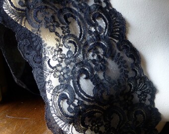 2 yds. Black Chantilly Lace USA made 6.5" wide for Bridal, Lingerie, Costumes, Couture CH