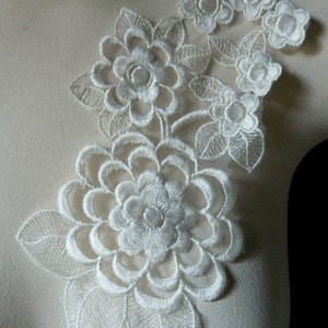 Ivory Lace Flower Applique Dyeable for Lyrical Dance, Ballet, Bridal, Costume Design IA 110 image 4