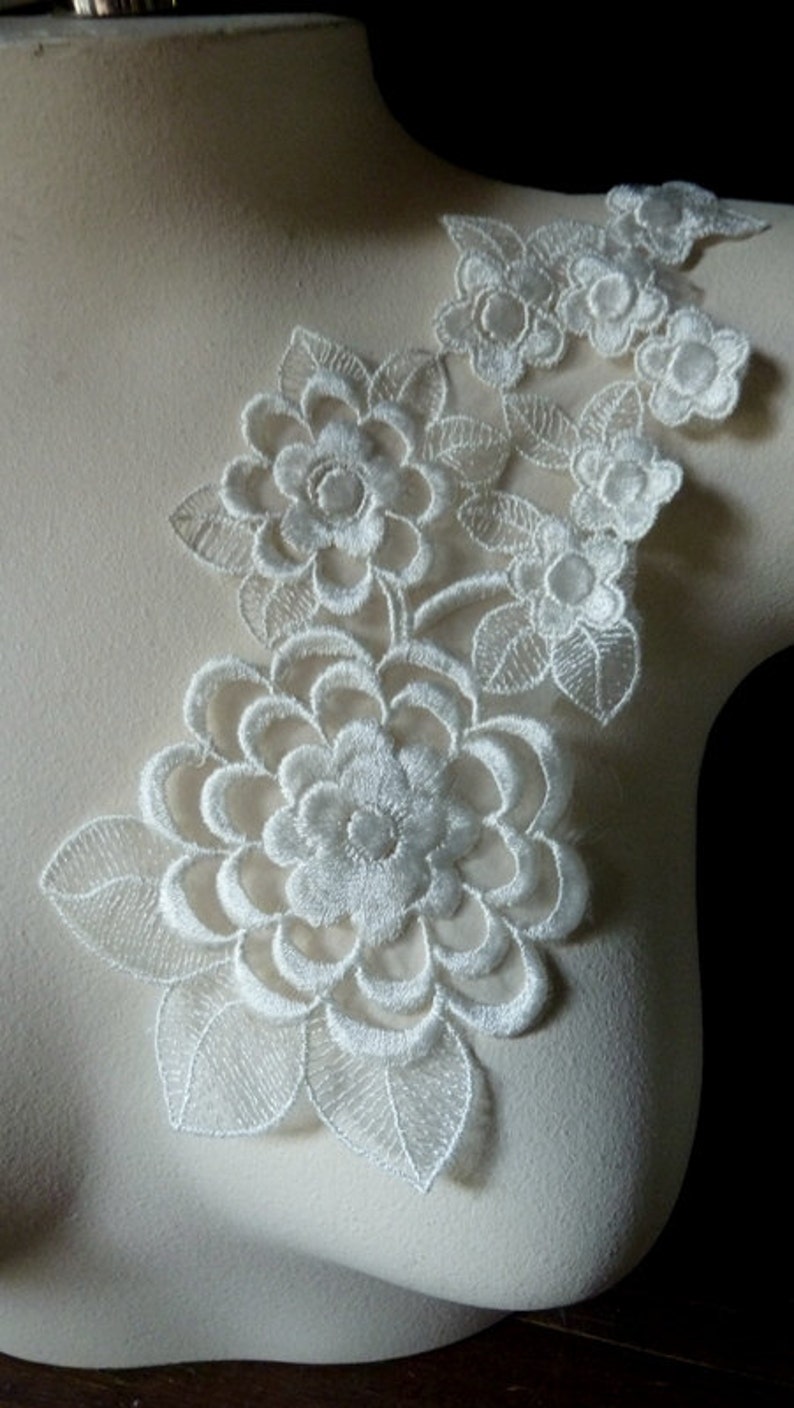 Ivory Lace Flower Applique Dyeable for Lyrical Dance, Ballet, Bridal, Costume Design IA 110 image 4