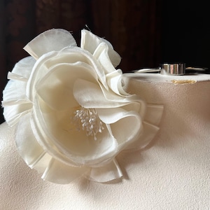 IVORY Silk Flower Millinery Rose with Pleated Petals:  Bridal, Hats, Corsages, Floral Design