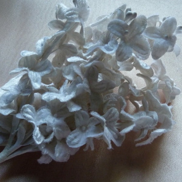 WHITE Velvet Millinery Lilacs  for Bridal, Headbands, Wreaths, Bouquets, Boutonierres MF 201