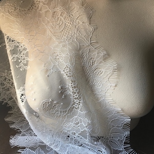 Off White Chantilly Lace Eyelash Lace Wider for Bridal, Veils, Lace Caps, Gowns, Lingerie CH 2ow