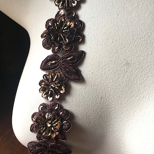 Espresso Copper Beaded Applique Trim: Lyrical Dance, Costume Design (12&quot;)