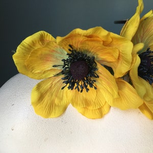 YELLOW Vintage Poppy Silk Flower Millinery for Hats, Bridal, Corsages  MF 293