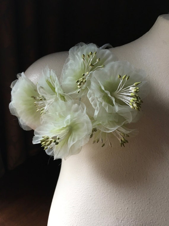 Green Tea Flower YoYos Organza for Bridal, Boutonnieres, Headbands, Millinery MF 87
