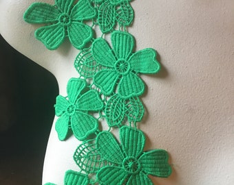 GREEN Daisy Flowers Applique Lace for Garments, Accessories, Costumes CL 2008