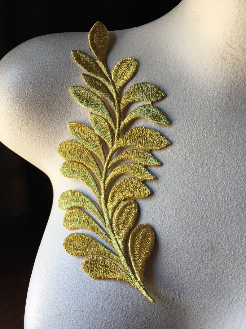 GOLD Leaves Feathers Applique PAIR Iron on for Lyrical Etsy