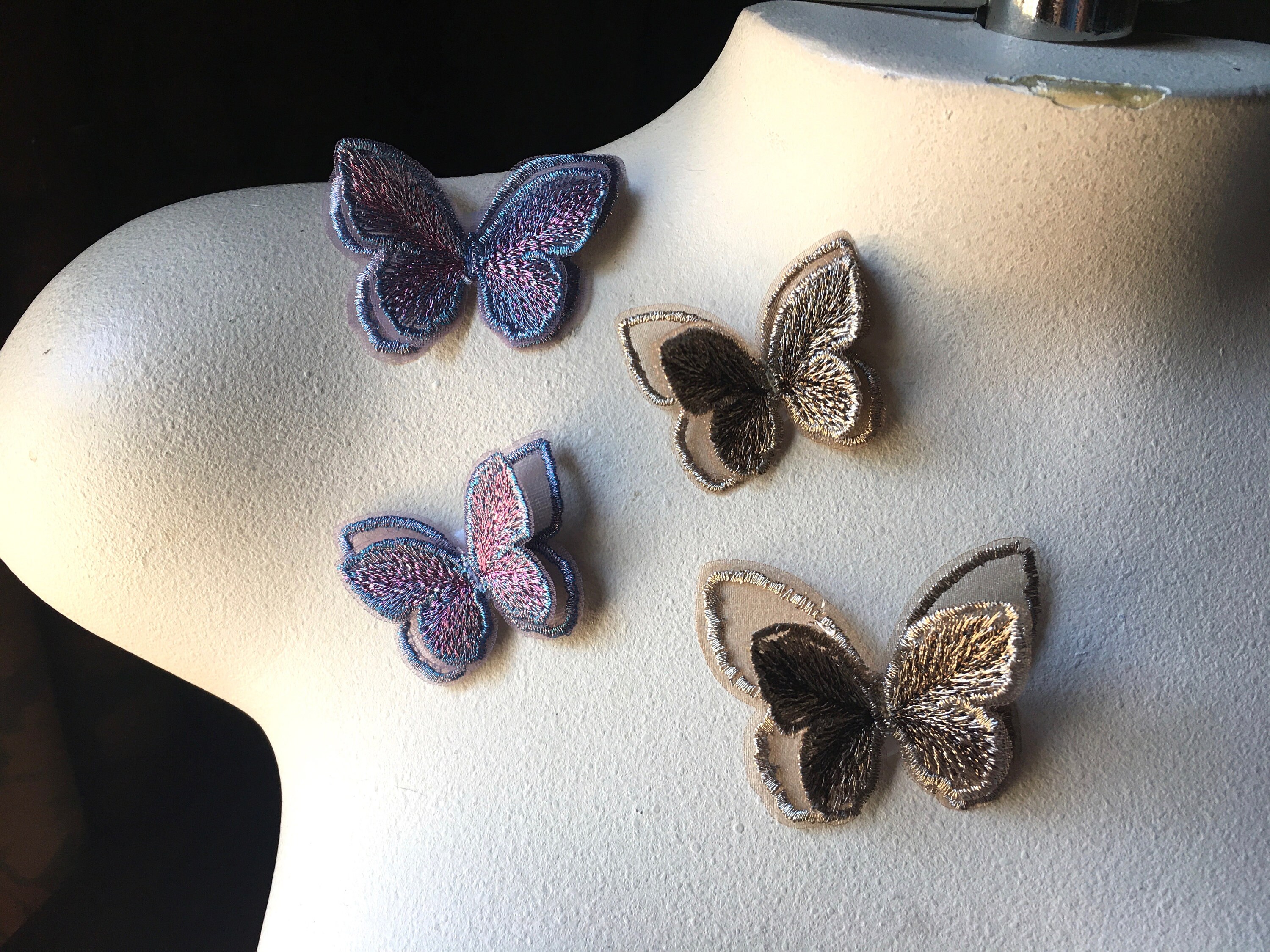 Faux Leather Butterfly appliques, 2 pieces 48 mm x 48 mm, 5 colours