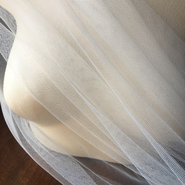 SAMPLE - IVORY English Net #3 made in UK for Bridal, Capes. Veils, Sashes, Flower Girls, Costumes English Net #3