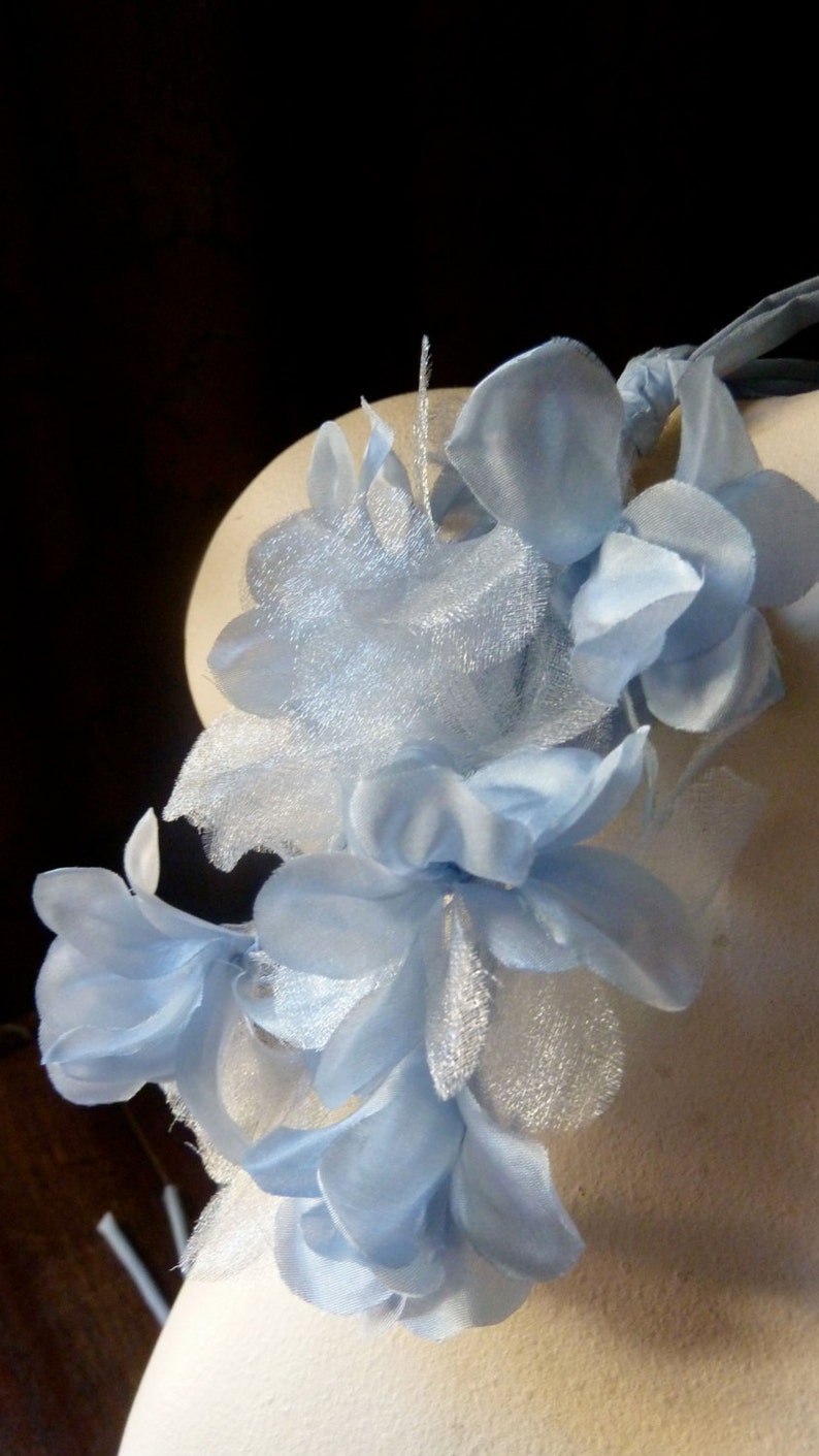Hats Corsages MF 89 Sashes BLUE Flowers Organza in
