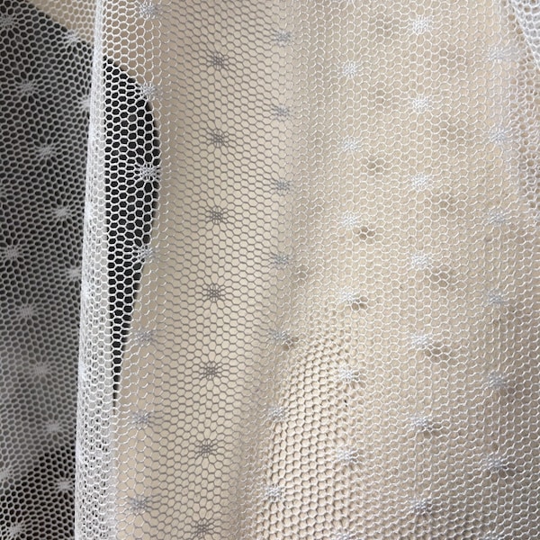 Ivory Point d'Esprit SMaLL DoT Veiling #8 60+" wide from UK for Veils, Capes, Gowns, Gloves,  Dedication, 1rst Communion