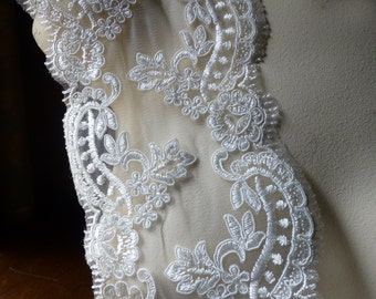 IVORY Eyelash Lace Trim for Bridal, Veils, Garments AL 1WIDE