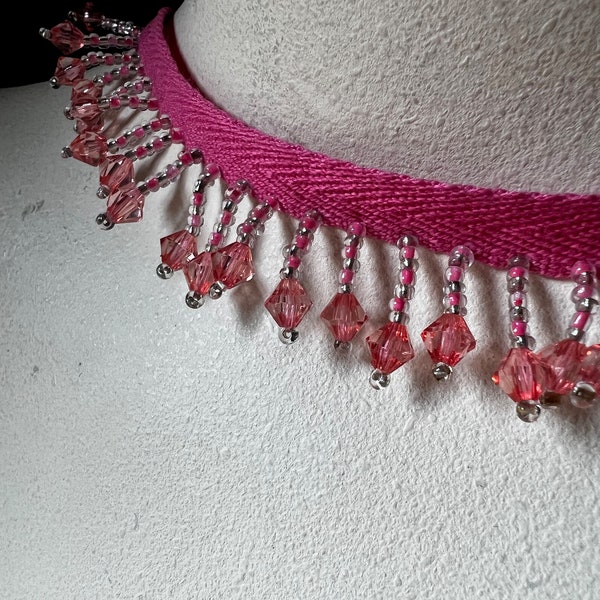 18" SALMON PINK Beaded Fringe for Garments, Junk Journal Tags, Costume or Jewelry Design, Lampshades or Home Decor