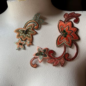 ORANGE & GREEN Appliques Iron On for Garments, Lyrical Dance, Costume or Jewelry Design IRON 86 image 2