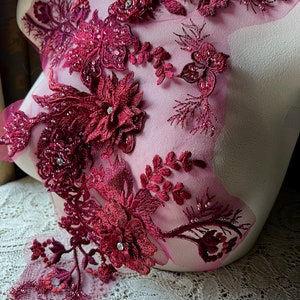 NY BURGUNDY Applikation #4 med strass för lyrisk dans, balett, coutureklänningar F180-4