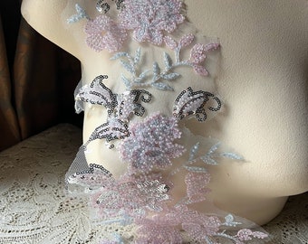 PINK & BLUE Applique Beaded for Lyrical Dance, Ballet, Couture Gowns F216