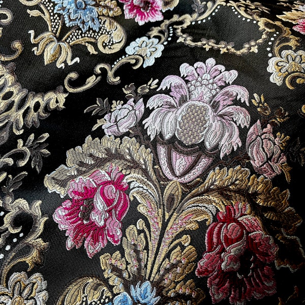 FAT QUaRTER BLACK Brocade Fabric #3 pour robes, vêtements, costumes, couvertures de journaux, pochettes