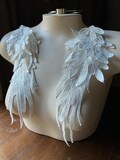 SECONDS  - WHiTE 3D Lace Applique WINGS PAiR for Angels, Swan Lake, Epaulettes, Garments, Costume Design PR 380 Small