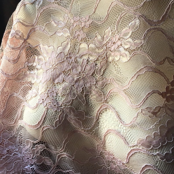 Blush Rose Lace Chantilly Alencon Lace for Bridal, Mother of the Bride, Gowns, Skirts, Costumes