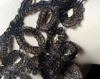 Taupe, Black & Mauve Lace Trim for Garments, Jewelry Design, Appliques, Costumes CL 4051