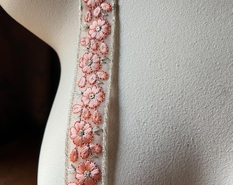 ビーズ刺繍サリートリム：紫と緑の衣装デザイン、工芸品 TR 472 - Etsy
