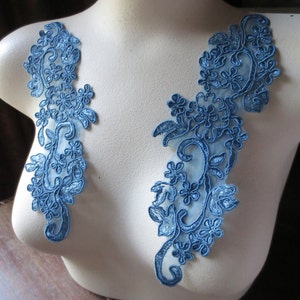 BLUE Applique Lace Pair for Lyrical Dance, Skating, Ballroom Dance Costumes, Sweaters PR 93