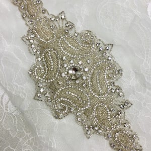 Rhinestone Applique  for Bridal Sashes, Headpieces, Gowns, Costumes