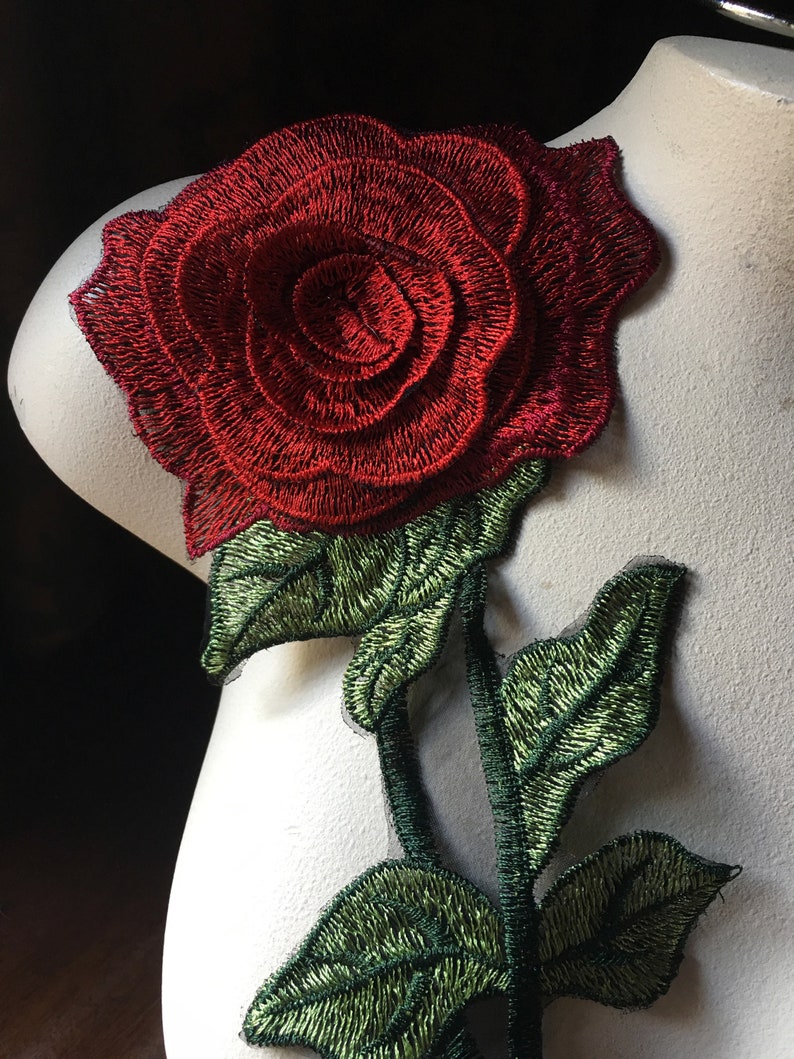 3D Red Rose Lace Rose Applique for Grad Gowns Garments Etsy