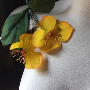 Golden Yellow Silk Flowers Vintage Clematis for Bridal, Wreaths, Bouquets, Boutonierres, Corsages, Crafts. MF 8
