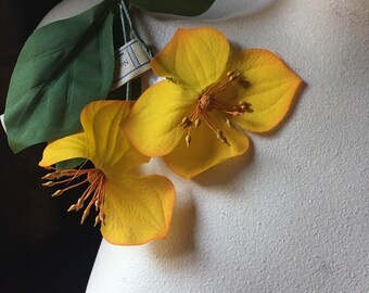 Vintage Golden Yellow Silk Clematis Flowers: Bridal Bouquet Supplies MF 8