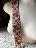 GREEN & ROSE PiNK Sari Trim Embroidered SiLK for Garments, Costume Design, Crafts, Junk Journals TR 295