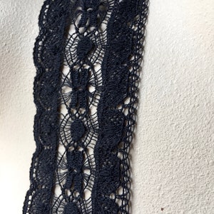 Midnight Black Lace Cotton Cluny for Garments, Jewelry Design L 105
