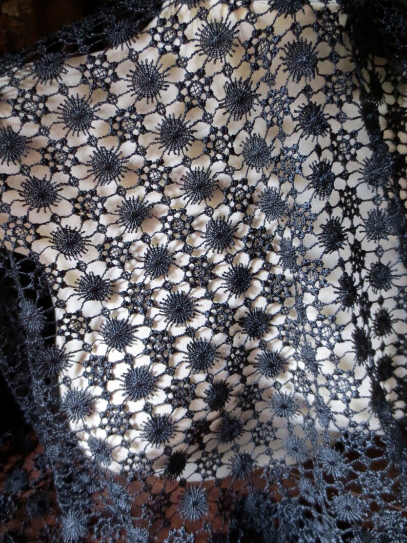 BLACK Venise Lace Fabric for Bridal, Shawls, Sewing, Costume Design image 3