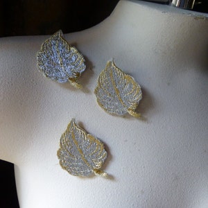 3 Silver Gold Leaves Leaf Appliques for Lyrical Dance, Bridal, Headbands, Costumes IRONLA 5