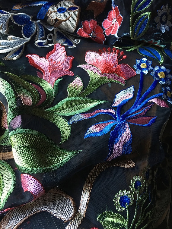 Multicolored Fabric Embroidered Lace Fabric for Dresses, Gowns, Costumes