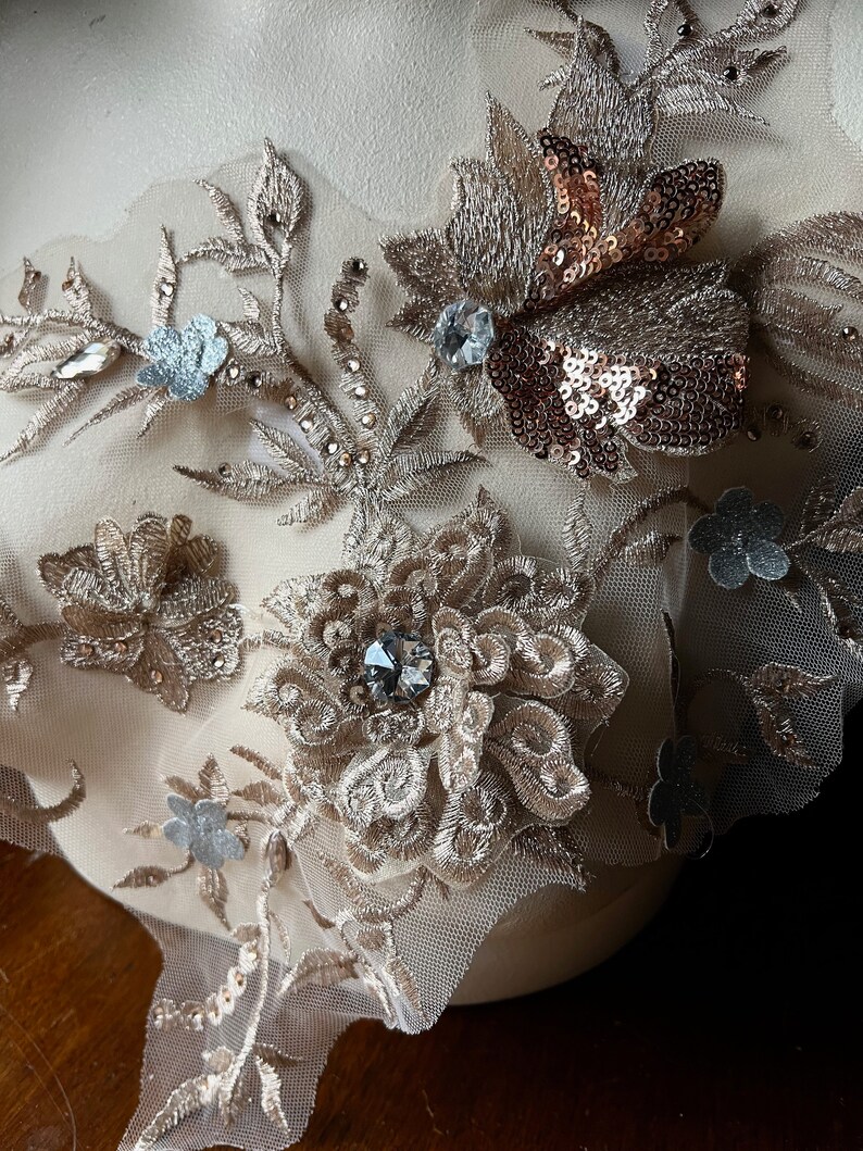 GOLD COPPER & Silver 3D Applique 1 With Rhinestones for Etsy