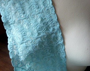 2 yds. Aqua Stretch Lace  for Lingerie, Headbands, Waistbands STR 16