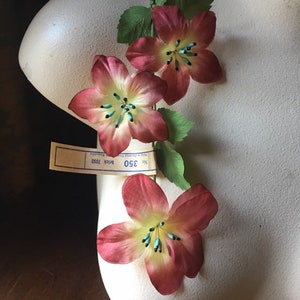 Vintage Rusty Red Silk Clematis Flowers: German Millinery Supplies MF 42