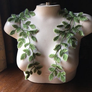 GREEN Leaves Applique PAIR for Lyrical Dance, Garments, Costume Design PR 336 image 4