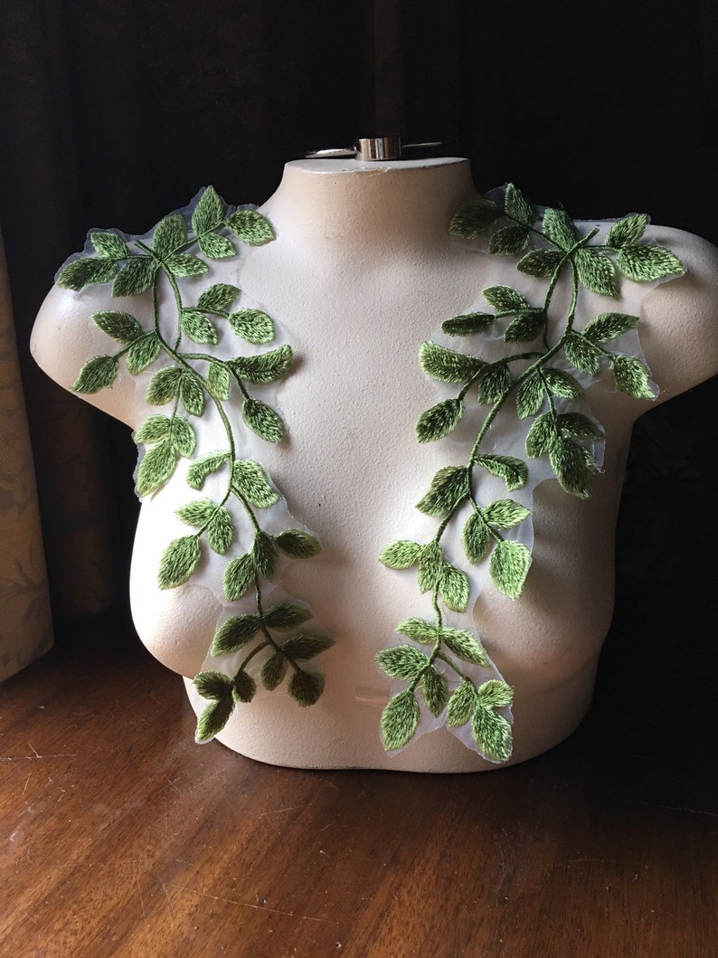 GREEN Leaves Applique PAIR for Lyrical Dance, Garments, Costume Design PR 336 image 4