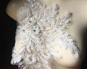 handmade 3d silver appliqué dress