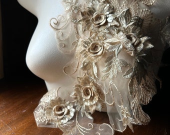 LARGE GOLD 3D Applique , Sequined & Embroidered for Lyrical Dance, Ballet, Couture Gowns F155