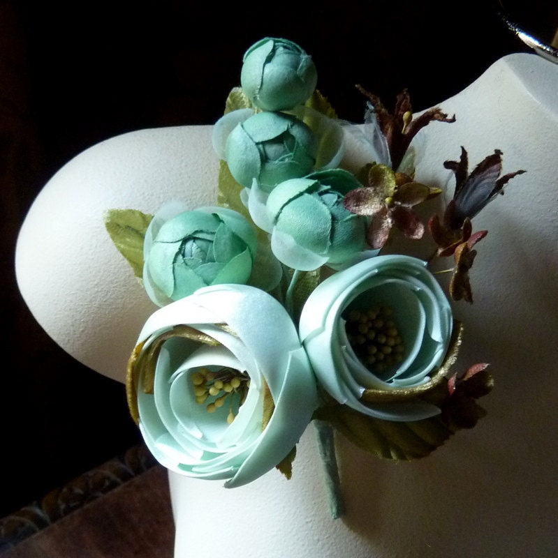 Jade Aqua Silk Roses in Satin Magnificent for Bridal Floral Etsy