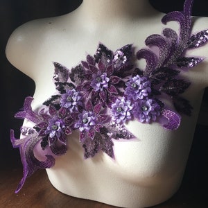 PURPLE PLUM & LiLAC 3D Applique with RHiNESTONES for Lyrical Dance, Ballet, Couture Gowns F76