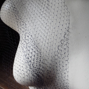 Vintage Russian Veiling in Navy Silk no. 1  made in France for Birdcage Veils, Fascinators, Hats, Costume Design