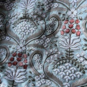 Tela bordada de seda verde FAT Quarter para retículas de la época de la Regencia, bolsos victorianos, carteras de mano, diarios basura de María Antonieta FQ43gr