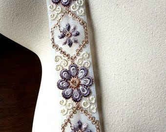 ビーズ刺繍サリートリム：紫と緑の衣装デザイン、工芸品 TR 472 - Etsy