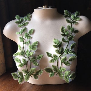 GREEN Leaves Vines Applique PAIR for Lyrical Dance, Garments,  Costume, Cosplay PR 336