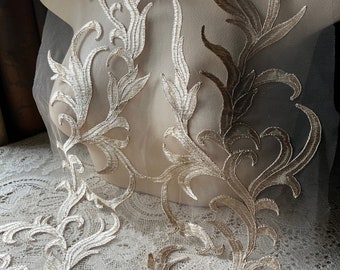 SECOND - Gold Lace Panel Embroidered for Lyrical Dance, Ballet, Couture Gowns